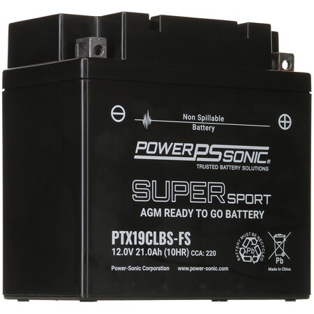 Power Sonic PTX19CLBS-FS Factory Activated AGM PowerSport Battery PTX19CLBS-FS